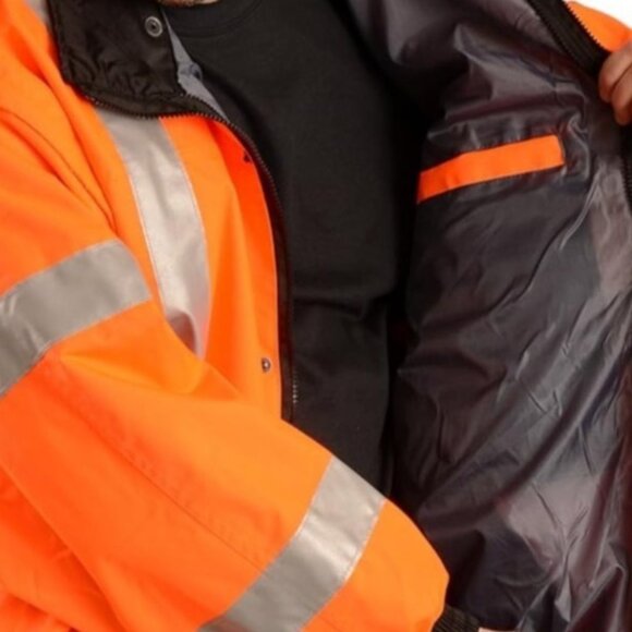 OccuNomix Premium 4-in-1 Bomber Jacket Size S Class 3 Orange Waterproof Reflecti - Picture 8 of 9